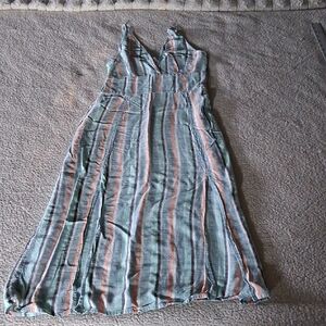 Roxy Striped Midi Dress in Green and Pink